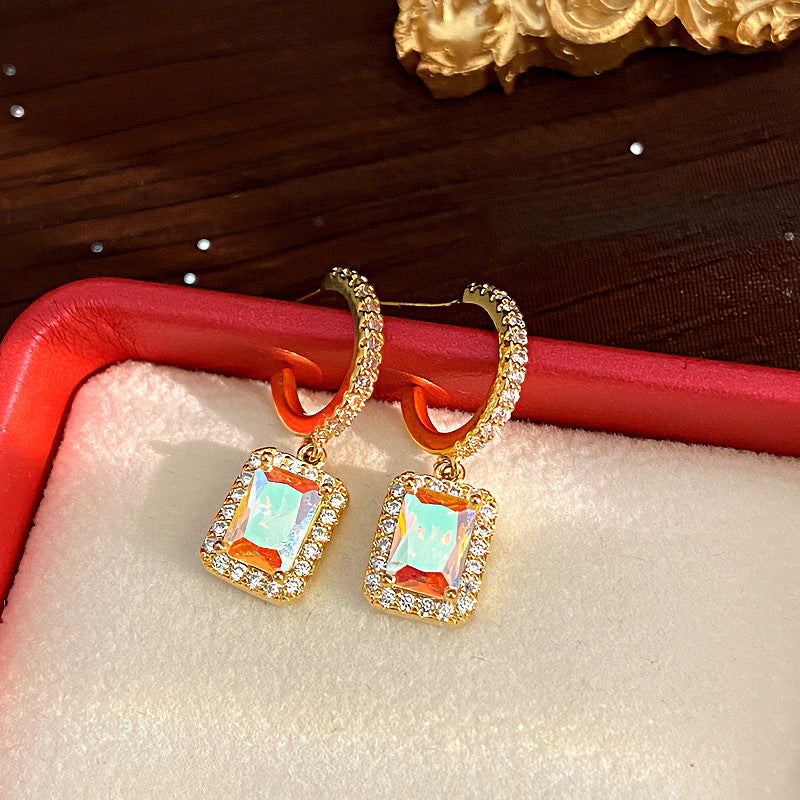 Women's Square Zircon High Sense Special Interest Light Luxury Earrings