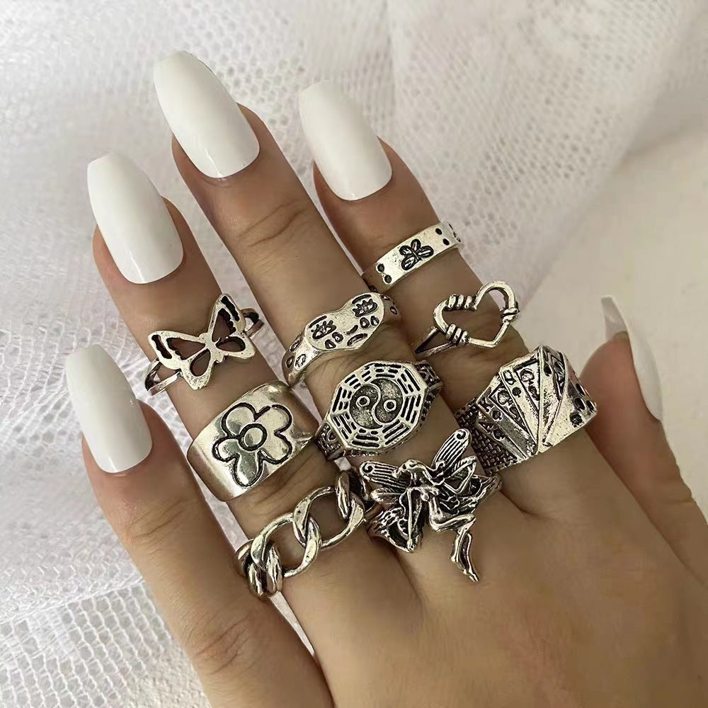 Creative Retro Dark Personality Spider Snake Bat Skull Double-headed Hip Rings