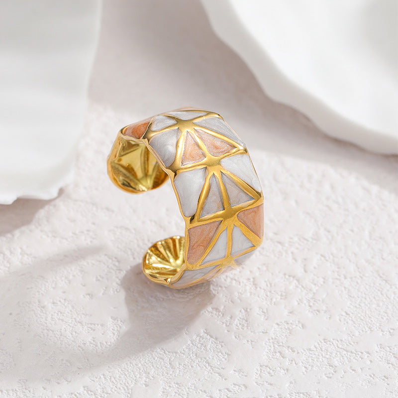 Geometric Irregular Lines Drip Open Fashion Titanium Rings