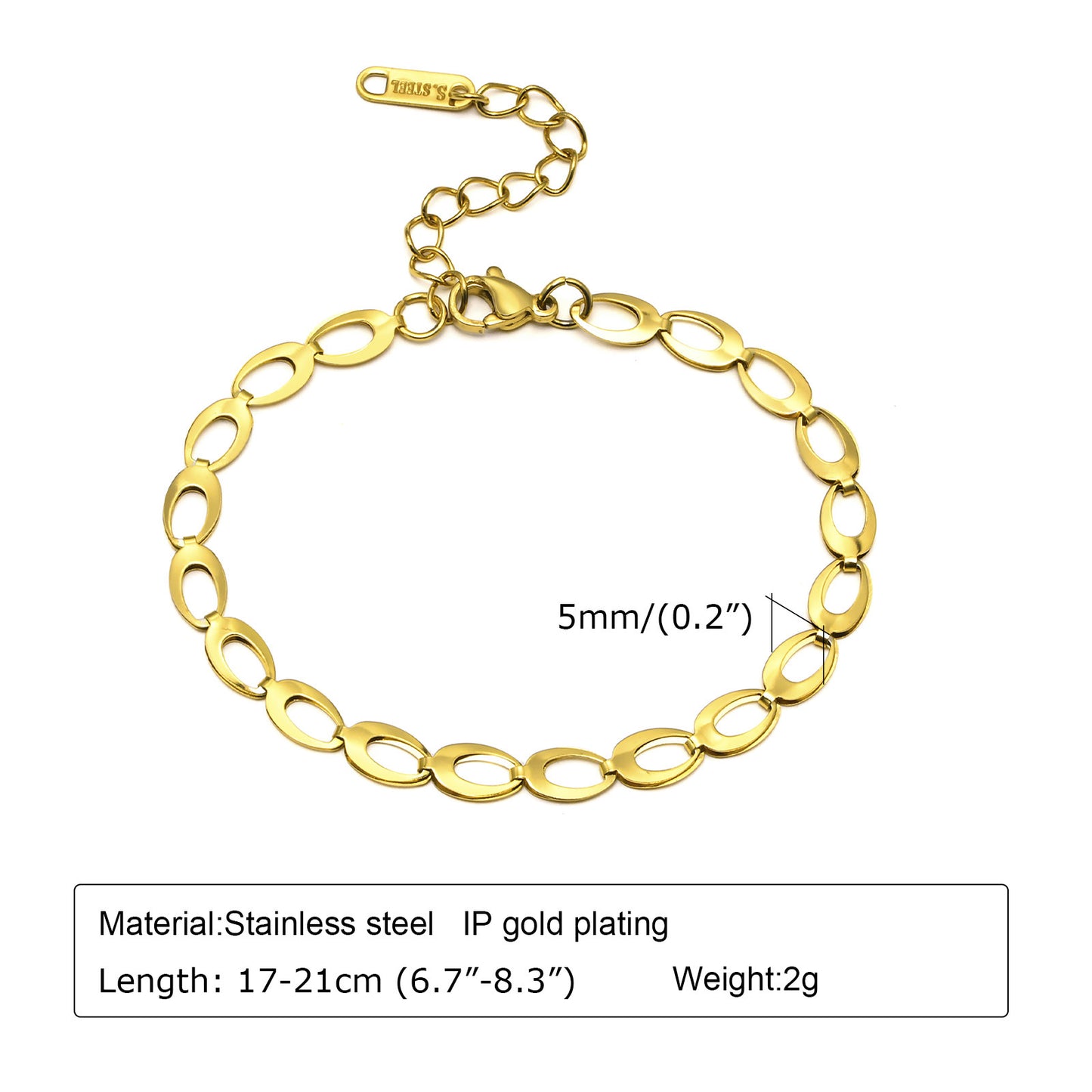 Steel Twin Simple Personality Chain Gold Bracelets