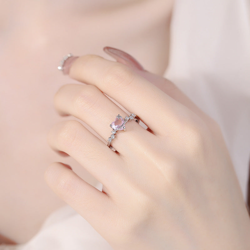 Diamond Love Heart-shaped Female Affordable Luxury Rings
