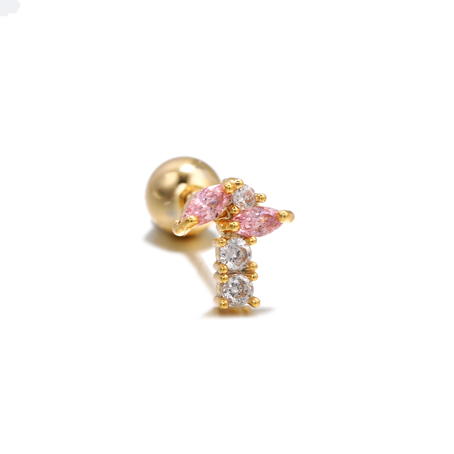 Personality Ear Bone Geometric Micro Inlaid Zircon Stainless Stud Earrings