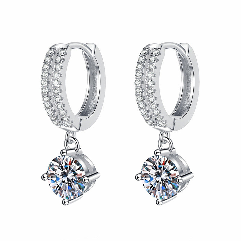 Sterling Sier Moissanite Elegant Classic Color Earrings