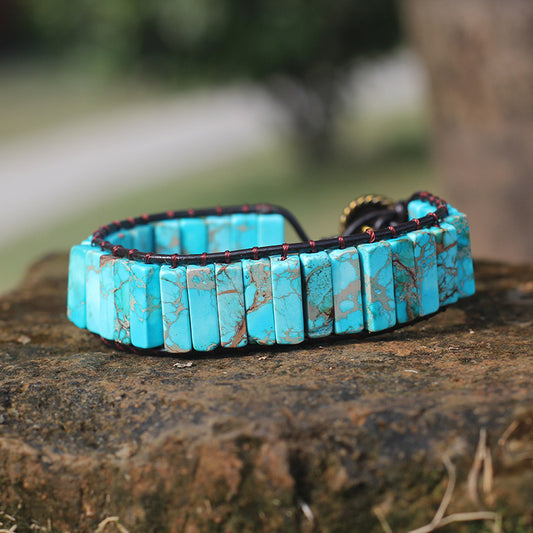 Bohemian Style Natural Stone Lan Di Royal Vintage Hand-woven Bracelet