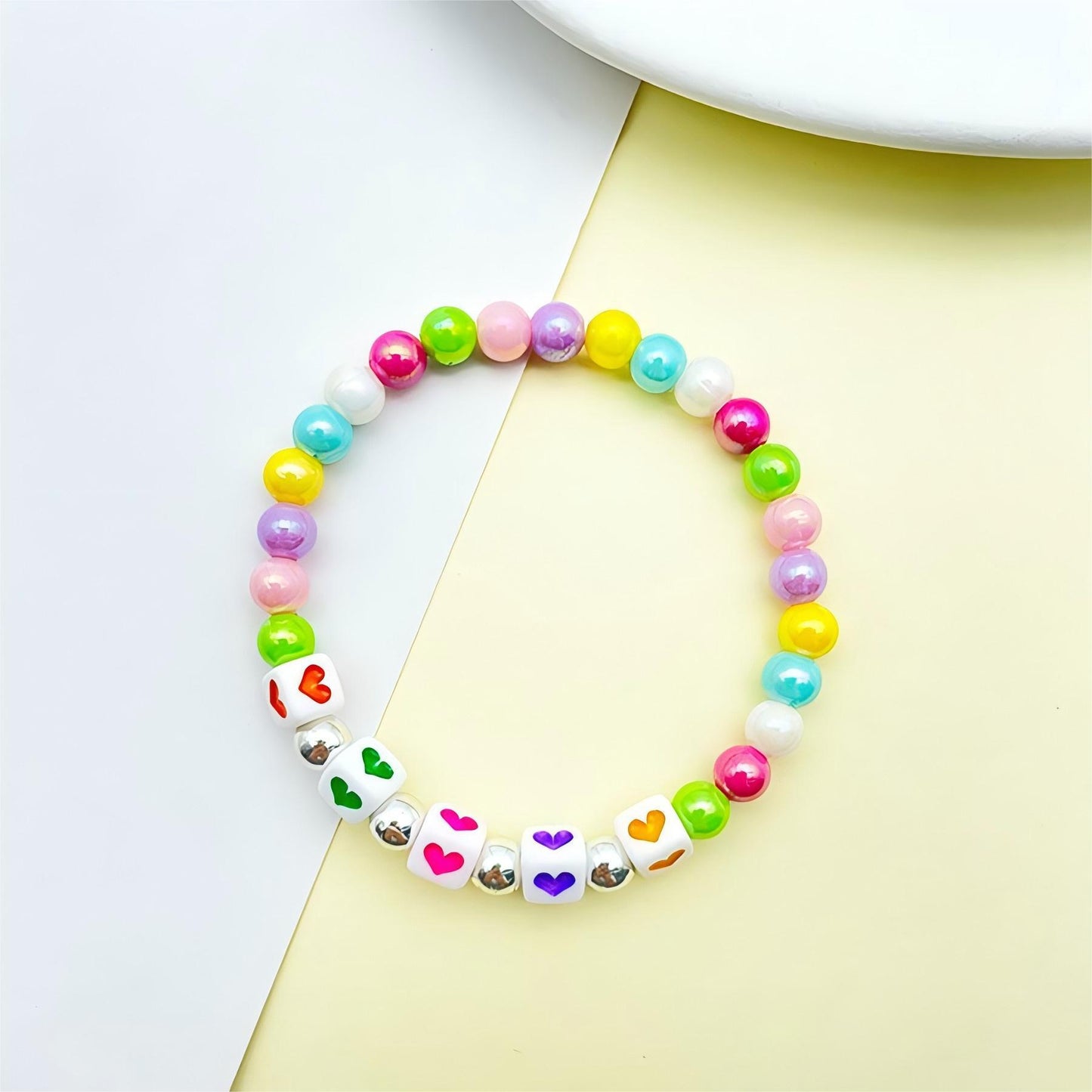 Children's Colorful Pearl Heart-shaped Beaded Cute Candy Accessories Stall Bracelets