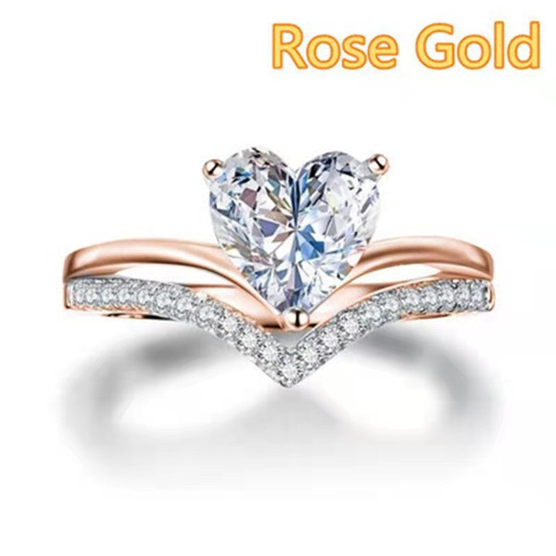 Simple Heart-shaped Zircon With Diamond Proposal Rings