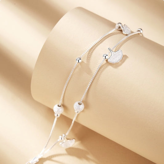 Sterling Sier Simple Fresh Accessories Leaf Gifts Bracelets