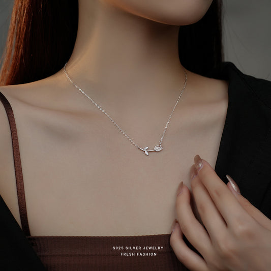 Women's Sier Opal Korean Light Luxury Minority Advanced Necklaces