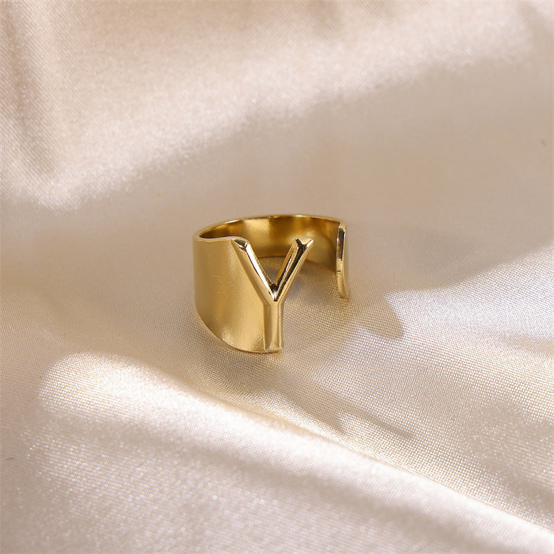 Letters Female Style Fashion Knuckle Personality Vintage Stainless Rings
