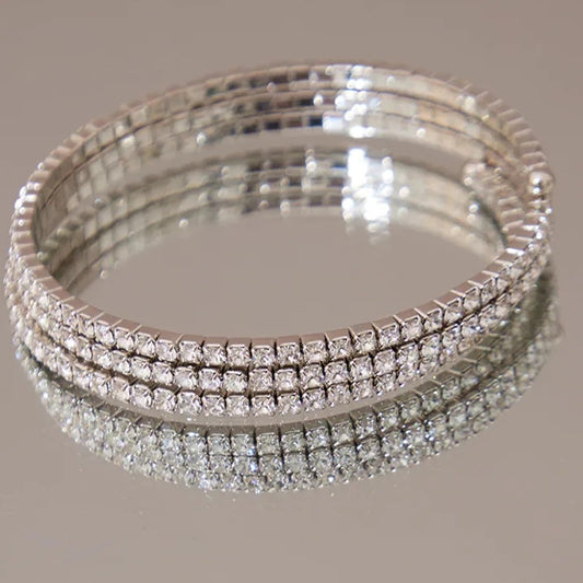 Fashion Three Drainage Diamond Simple Adjustable Full Bracelets