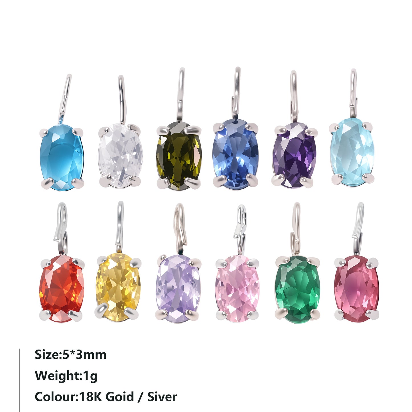 Women's Colorful Crystals Oval Zircon Stainless Steel Gold-plated Collarbone Pendant