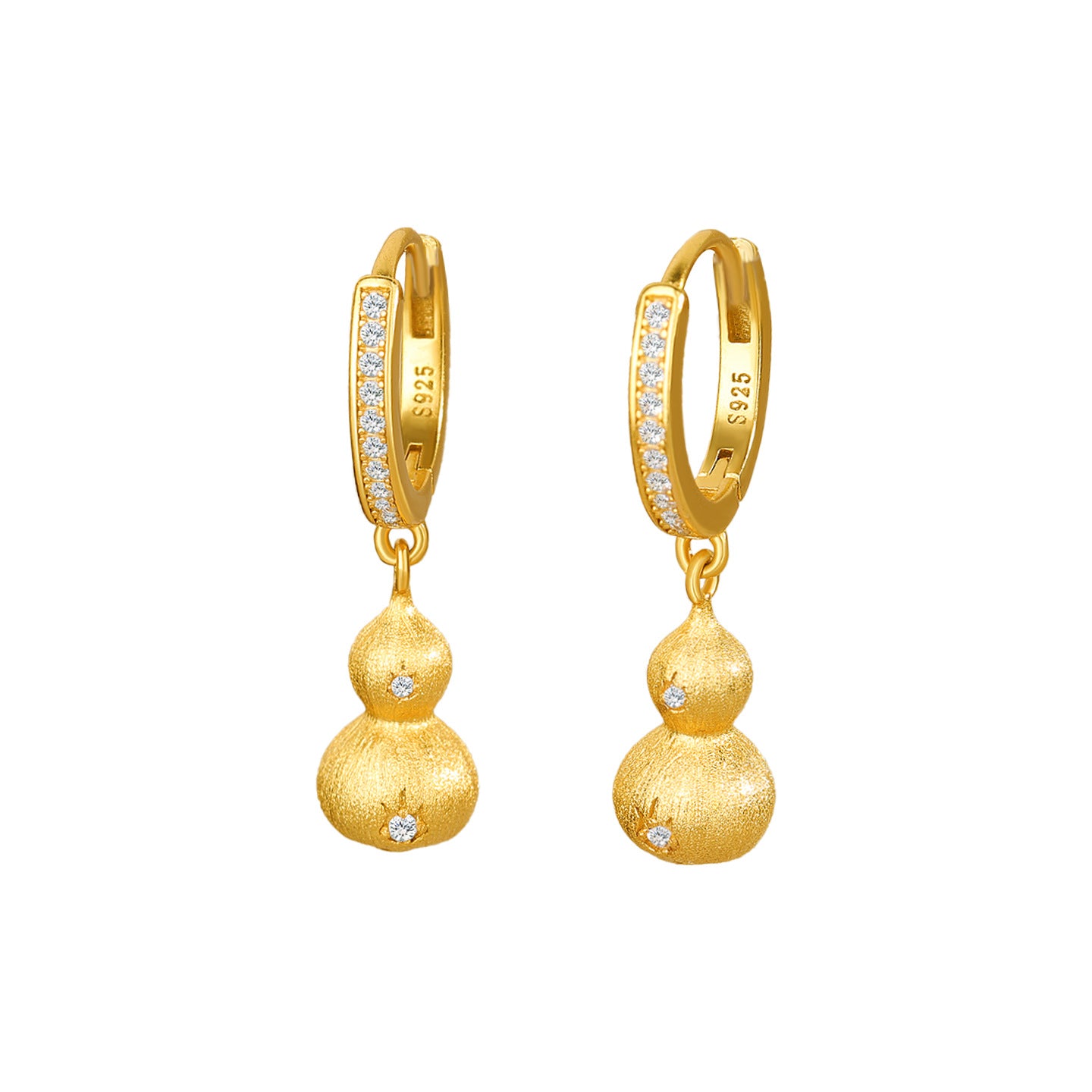 Sier Golden Gourd Chinese Brushed Light Luxury Earrings