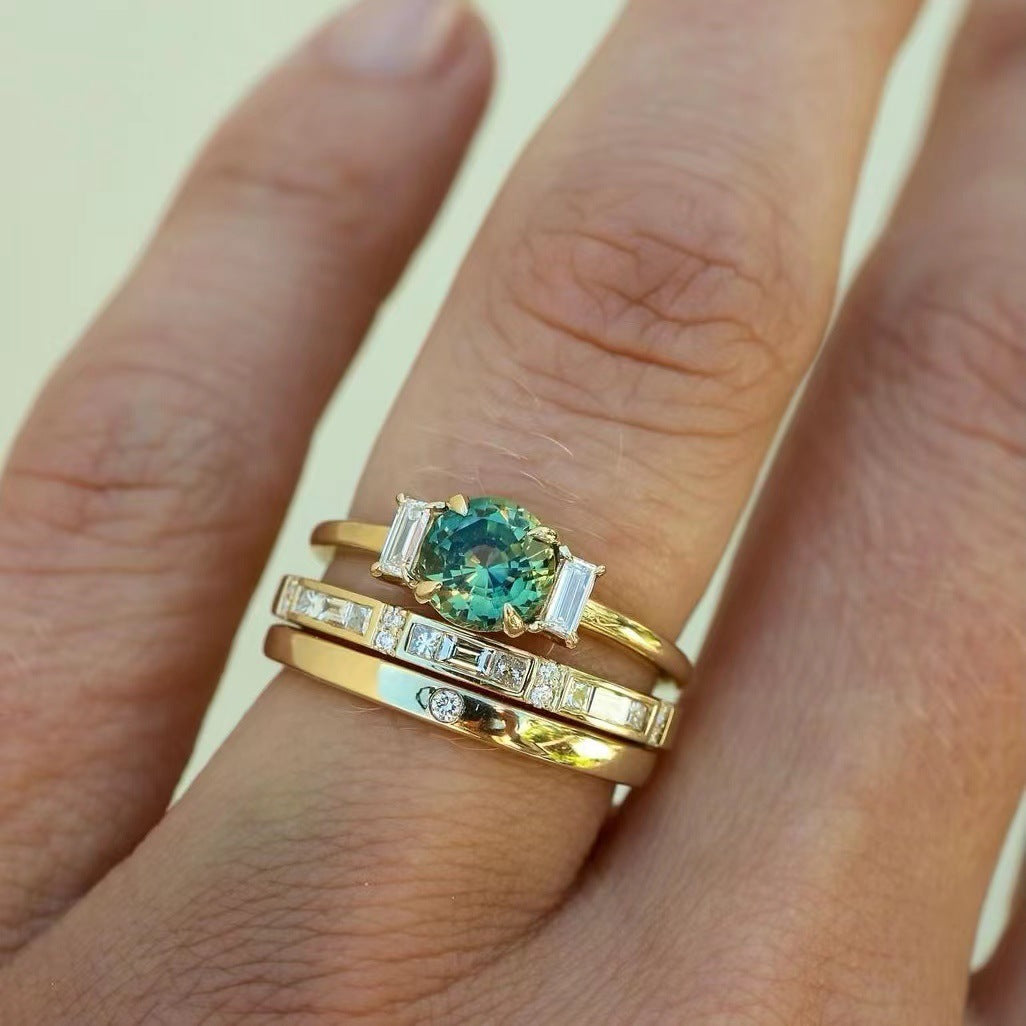 Women's Gold Plated Three-piece Set Engagement Fashion Rings