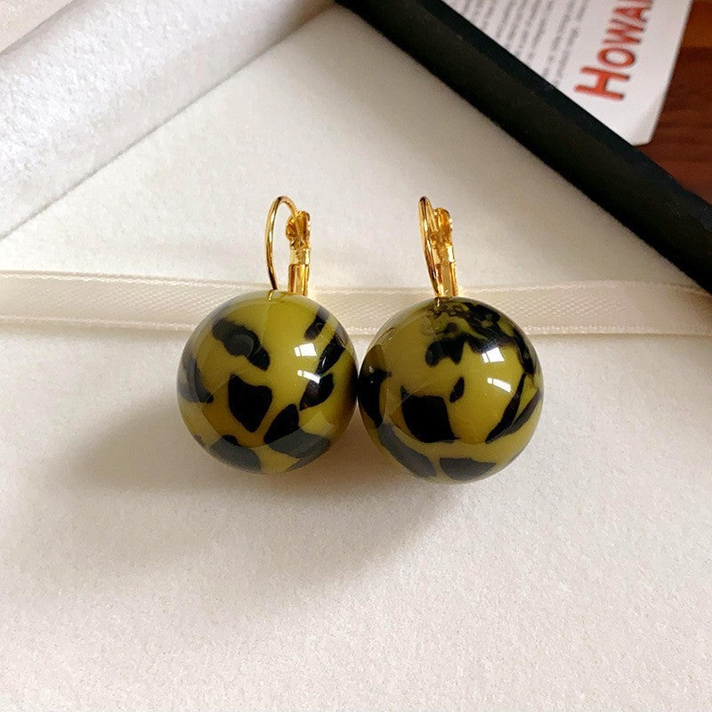 Sier Needle Simple Leopard Print Geometric Earrings