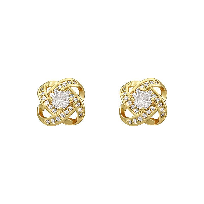 Women's Clover Zircon For Sterling Sier Needle Earrings