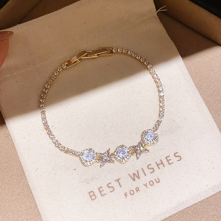 Korean Gentle Refined Zircon Diamond Flower Light Luxury High Bracelets