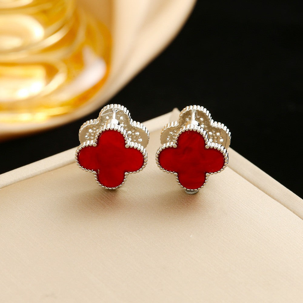 Sier Needle Clover Ear French High Sense Rings