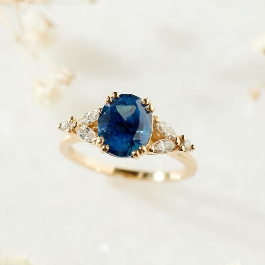 Women's Simple Sapphire Gold-plated Inlaid Zircon Ornament Rings