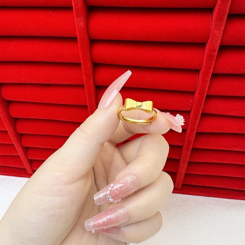 Gold Female Bow No Color Fading Niche Rings