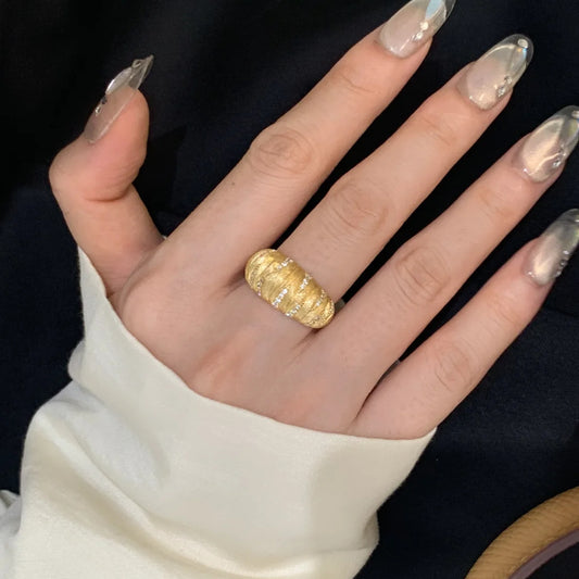 Women's Pumpkin French Retro High-grade Handmade Brushed Rings