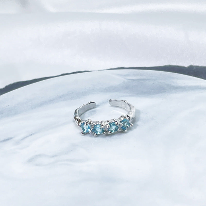 Female Niche Irregular Blue Series Simple Refined Stylish Versatile Rings
