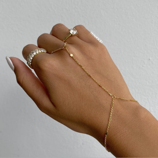 Women's Style Finger Chain Small Round Slice Stainless Steel Bracelets