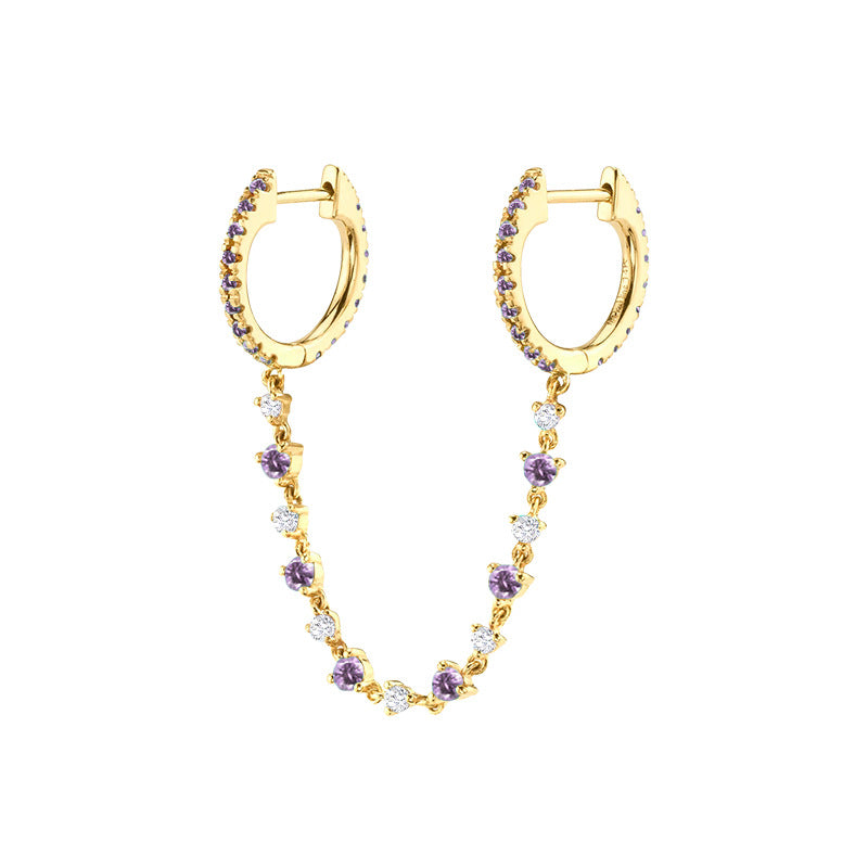 Women's Diamond Ear Chain Double Clip Fashion Trend Eardrop Earrings