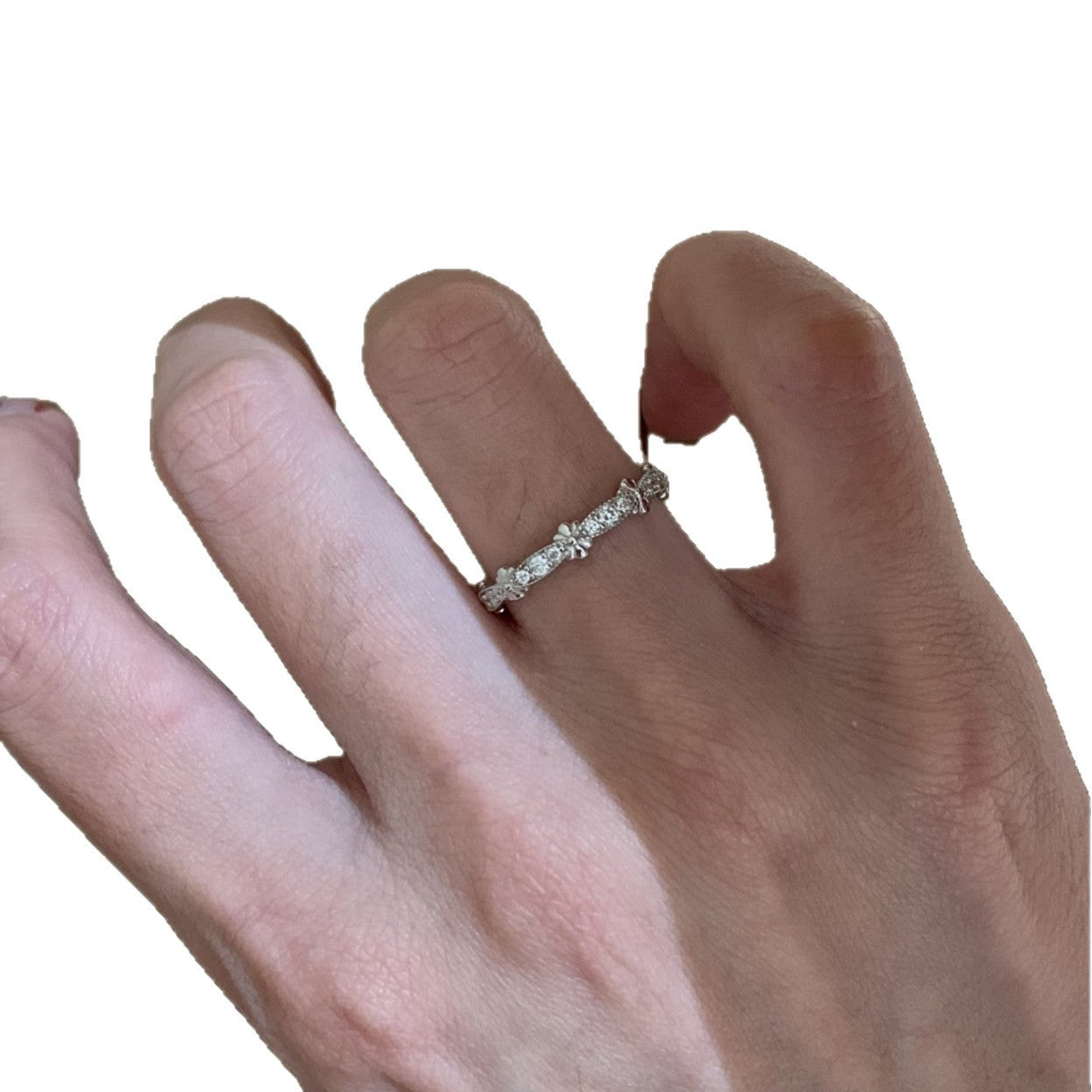 Women's Lace Small Row Diamond Style High Ring