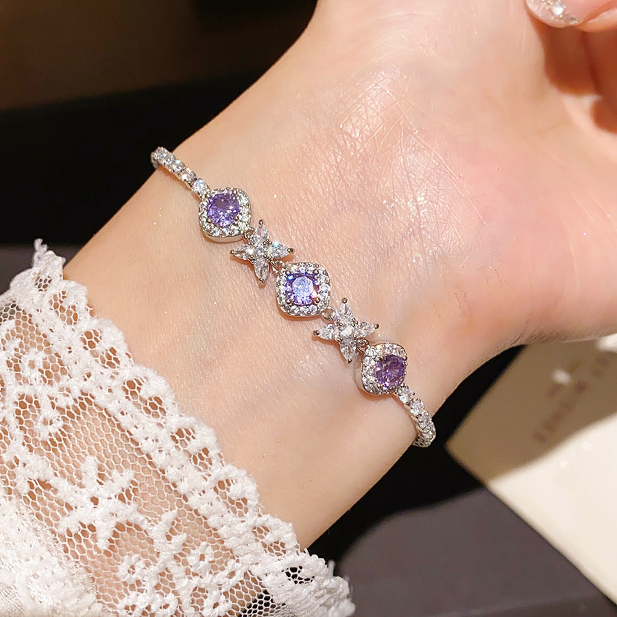 Korean Gentle Refined Zircon Diamond Flower Light Luxury High Bracelets