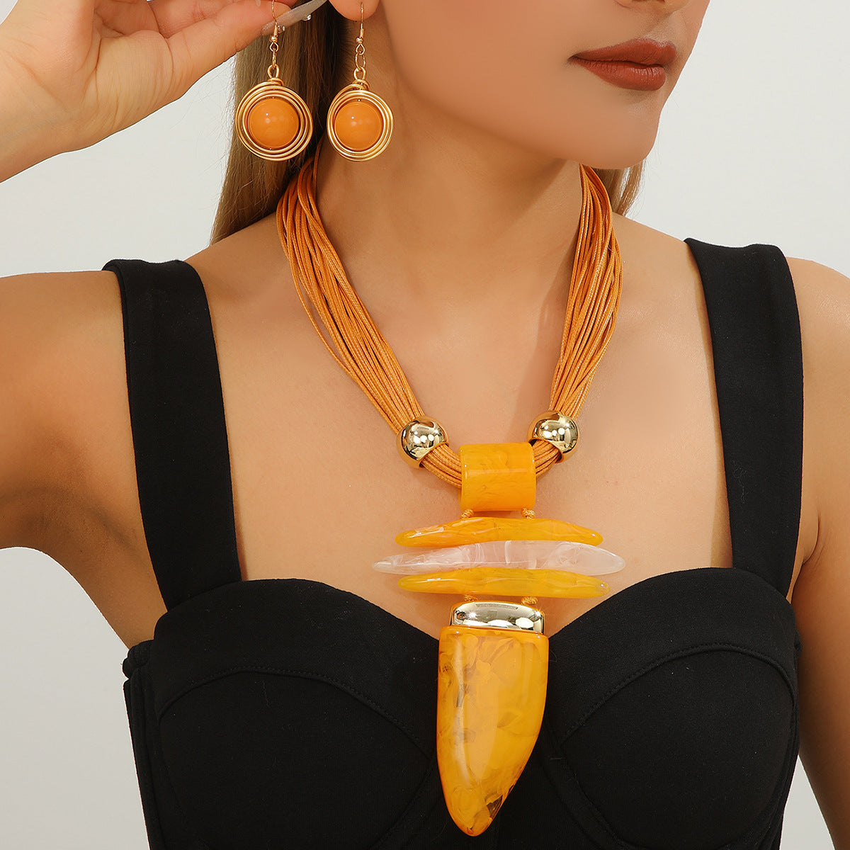 Classy Exaggerated Irregular Imitation Turquoise Suite Necklaces