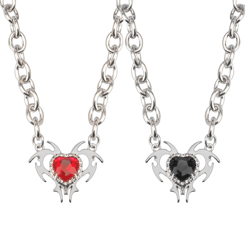 Fashion Ruby Love Heart-shaped Diamond Sweater Necklaces