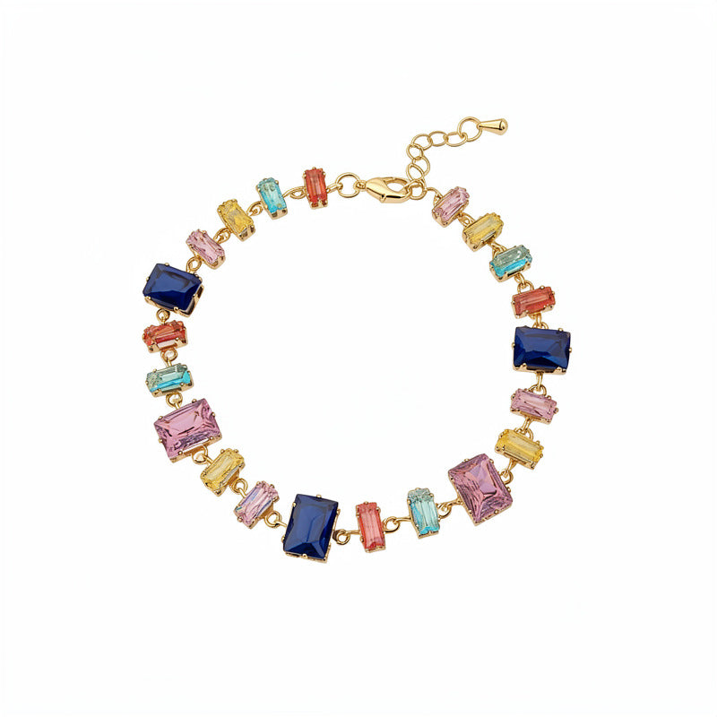 Vintage Zircon Oval Personalized Palace Style Light Luxury High Sense Bracelet