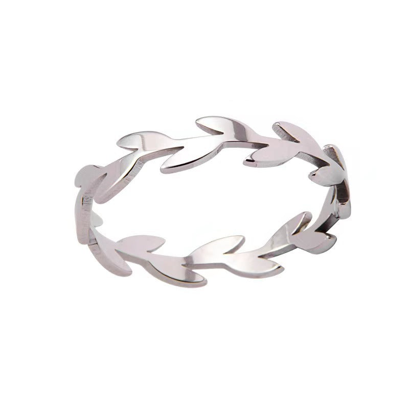 Fashion Simple Fresh Leaves Wheat Female Twin Rings