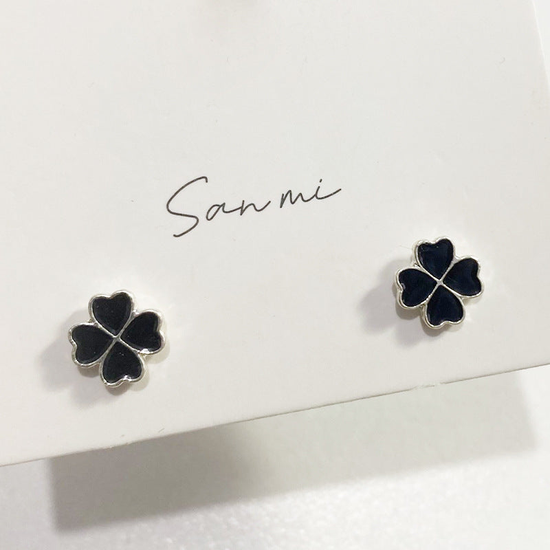 Fresh Plain Sier Plated Bow Female Small Simple Stud Earrings