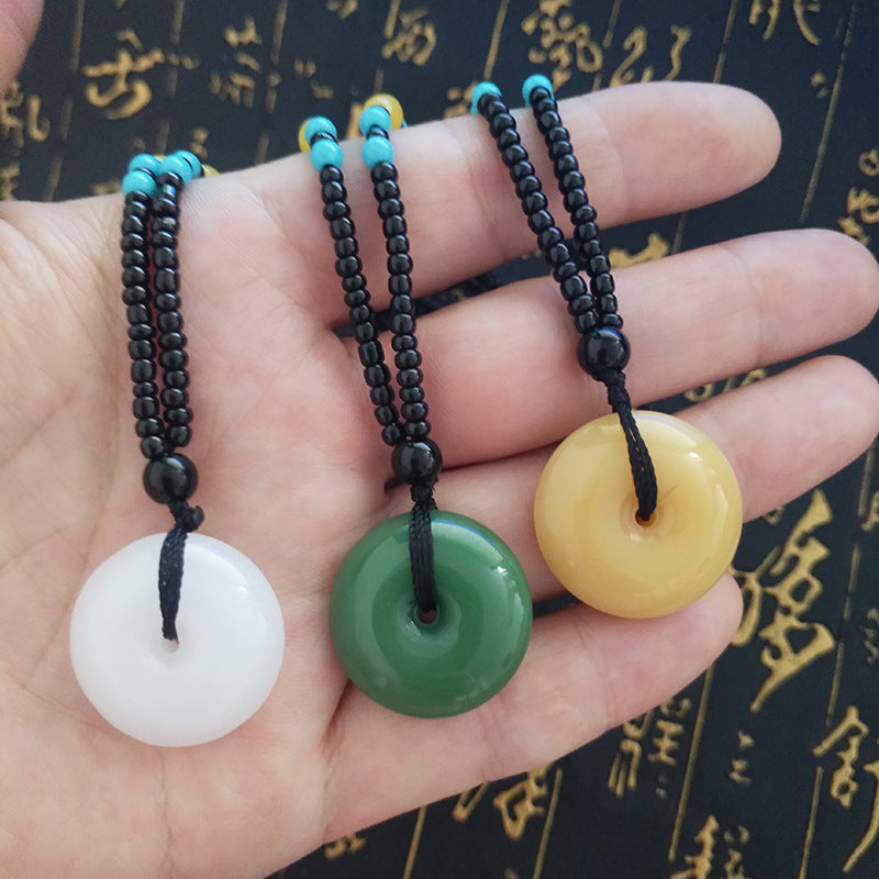 Jade Buckle Ethnic Style Simple Sweater Necklaces