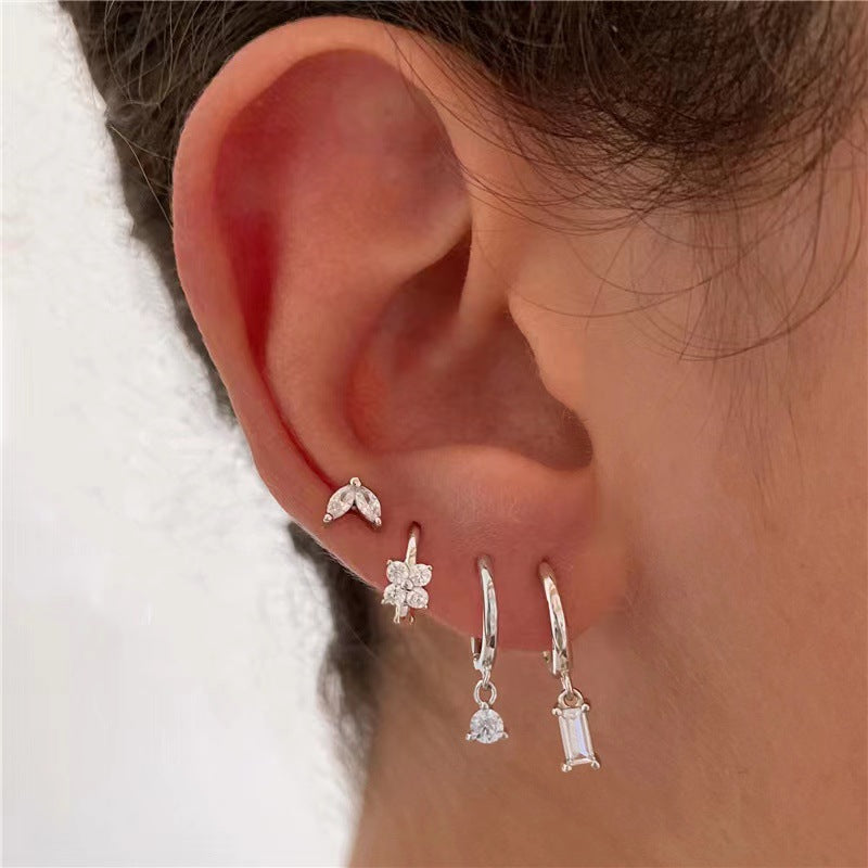 Women's Geometric Ear Micro Inlaid Zircon Square Earrings