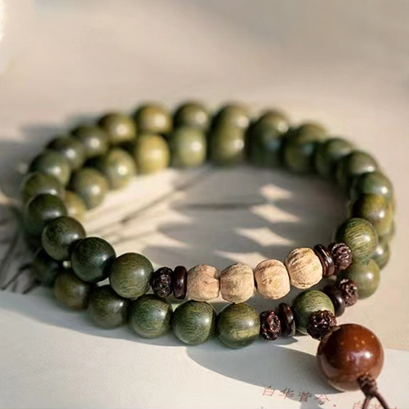 Women's & Men's Circle Green Sandalwood Passion Fruit Seed Forest Chinese Bracelets