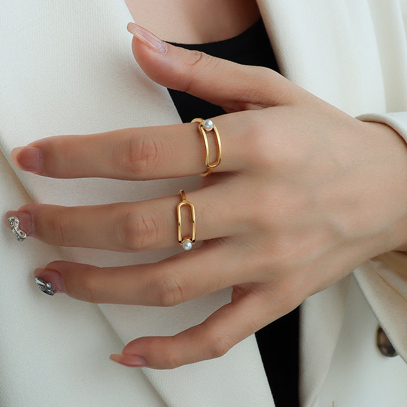 Steel Gold Plated Personality Geometry Round Versatile Rings