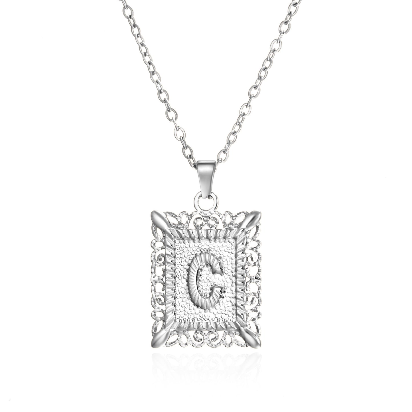 Stainless Steel Letter Hollow Square Titanium Necklaces