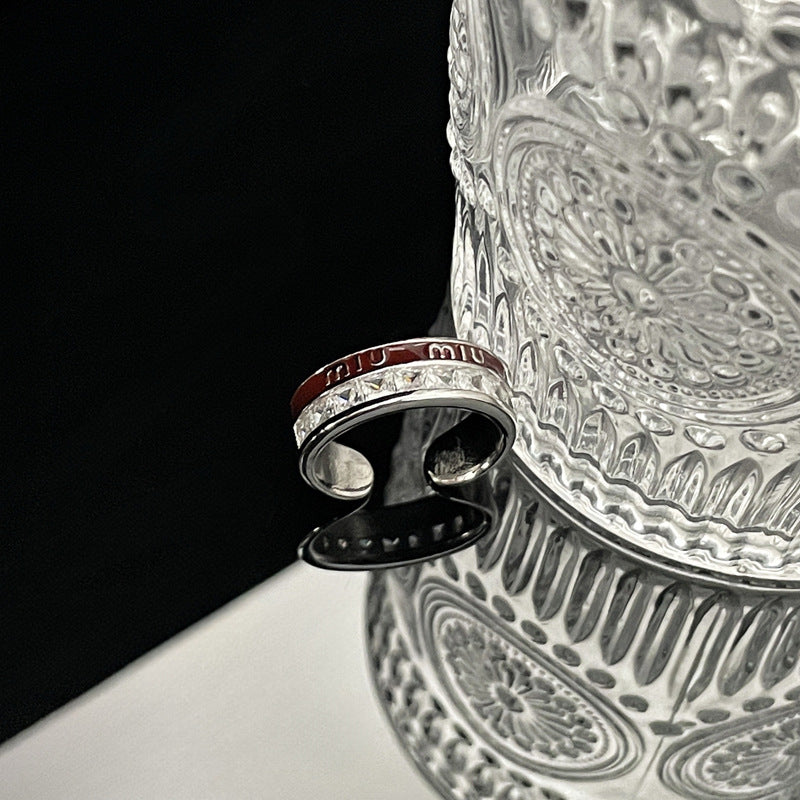 Punk Letter Colored Drip Glaze Open Rings