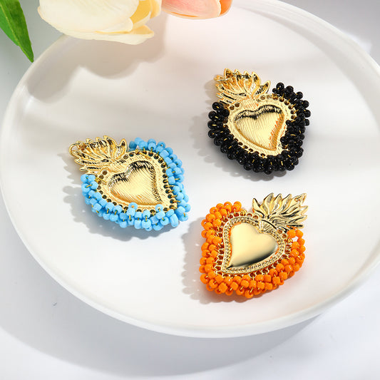 Hand-woven Small Beads Peach Heart Female Pendants
