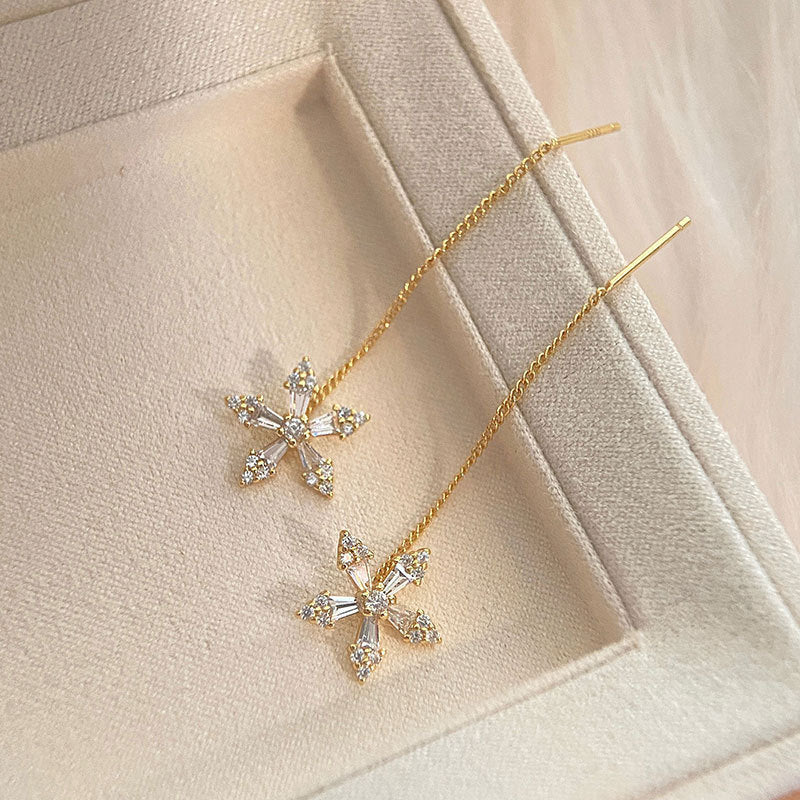 Women's Personalized Flower Tassel Mid-length Eardrops Rings
