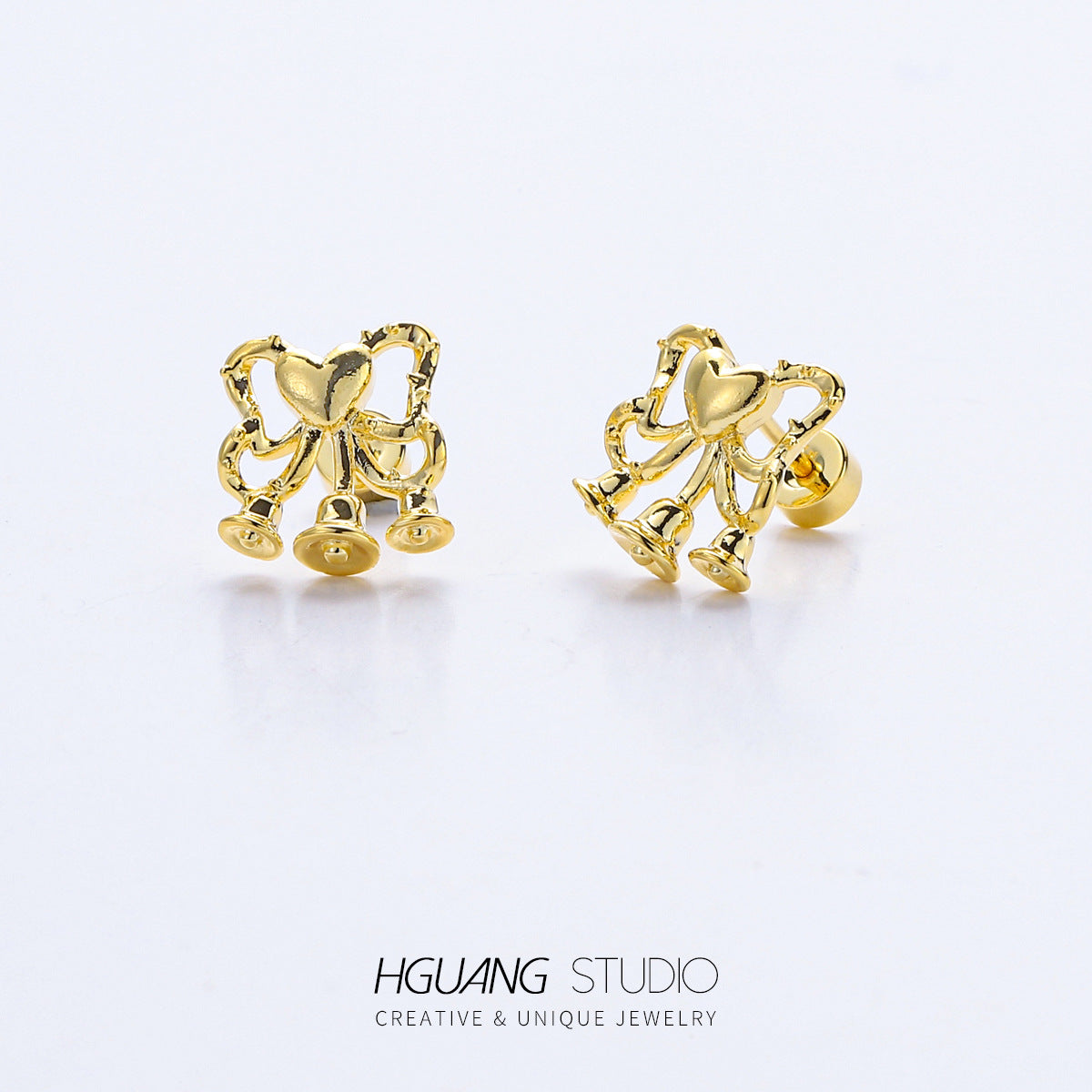 Titanium Steel Gold Christmas Gift Ear Earrings