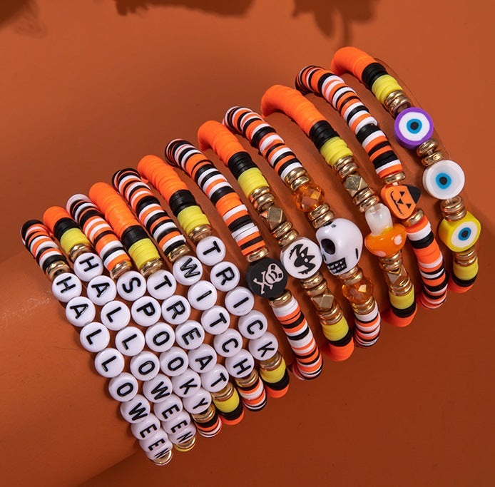 Halloween Acrylic English Dress Up Polymer Bracelets