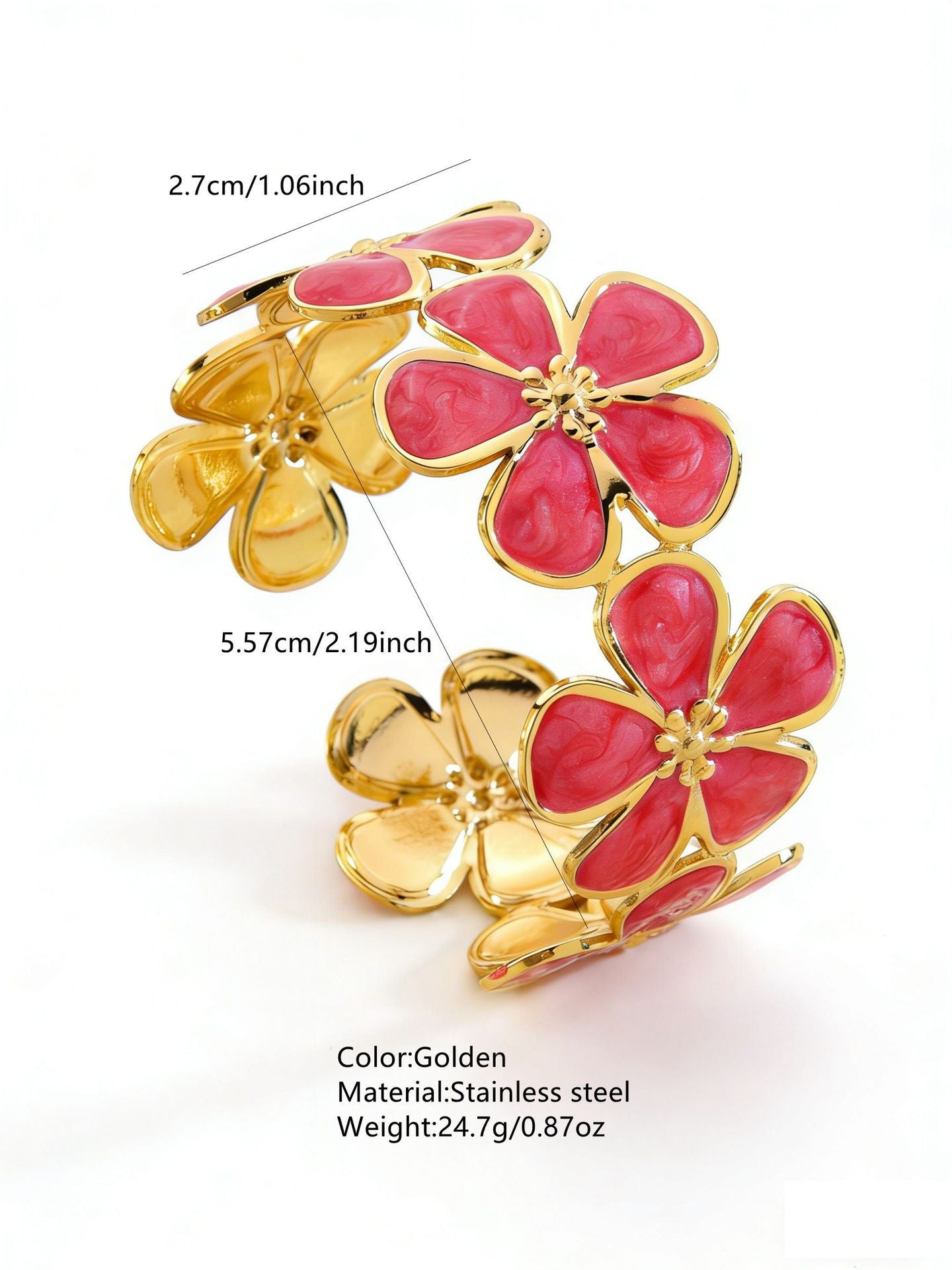 Steel Oil Dripping Cherry Special Interest Light Luxury Flowers Openings Bracelet