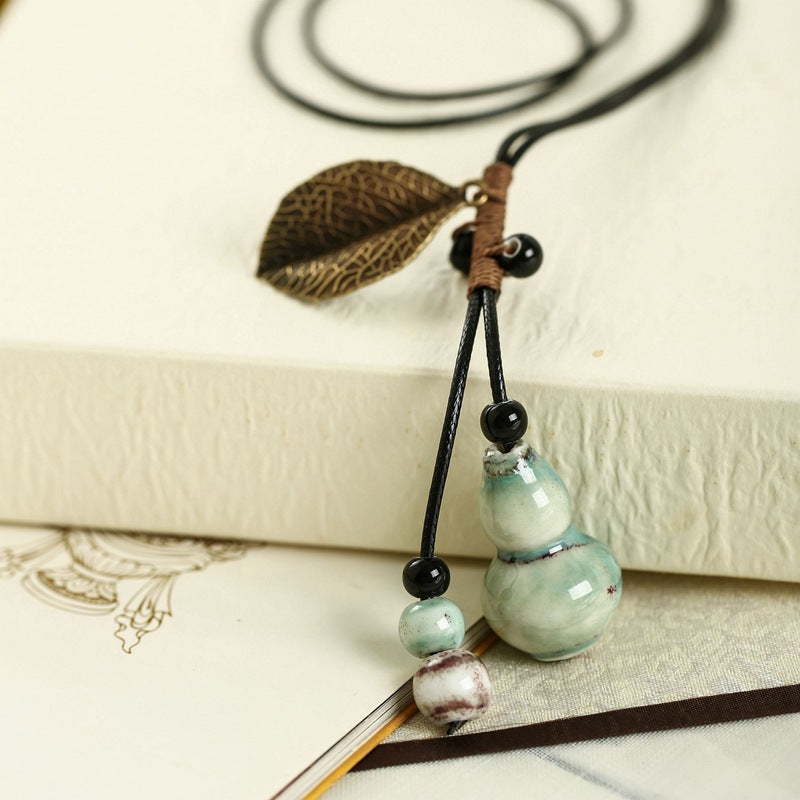 Sweater Chain Long Leaf Calabash Pendent Necklaces