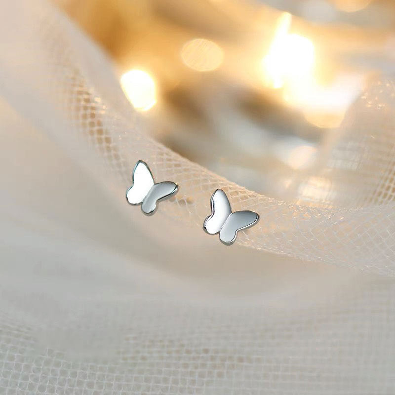 Women's Diamond Mounted Hollow Glittering Butterfly Design Earrings