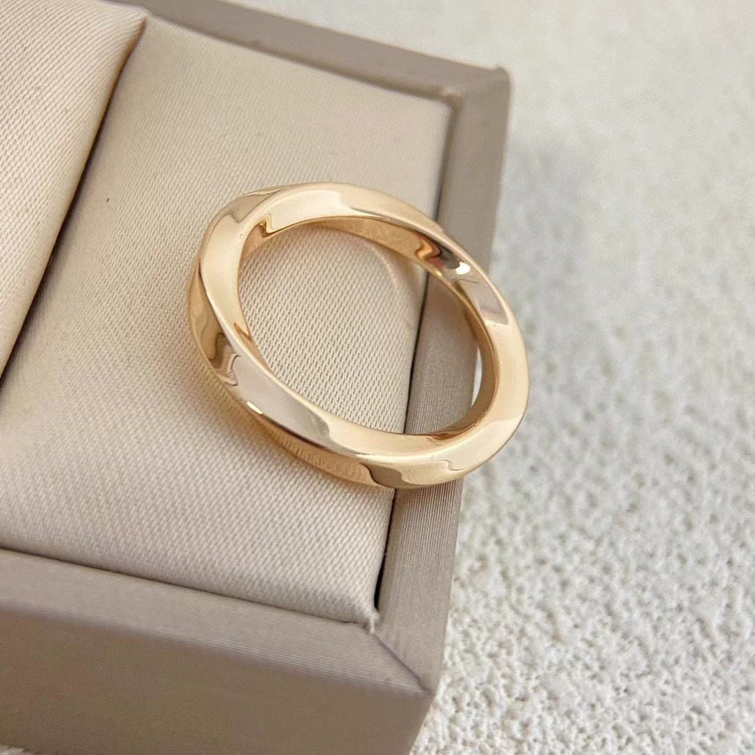 Sier High Version Glossy Diamond Couple Mobius Strip Spiral Light Ring
