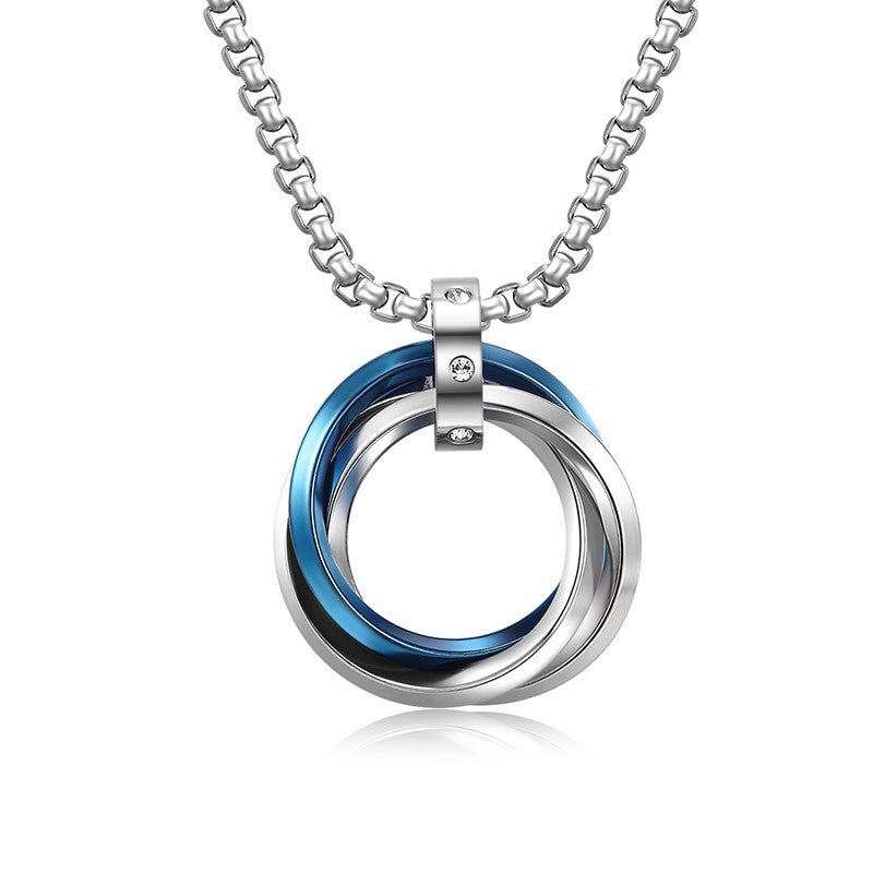 Men's Hipster Three-ring Titanium Steel Live Broadcast Necklaces