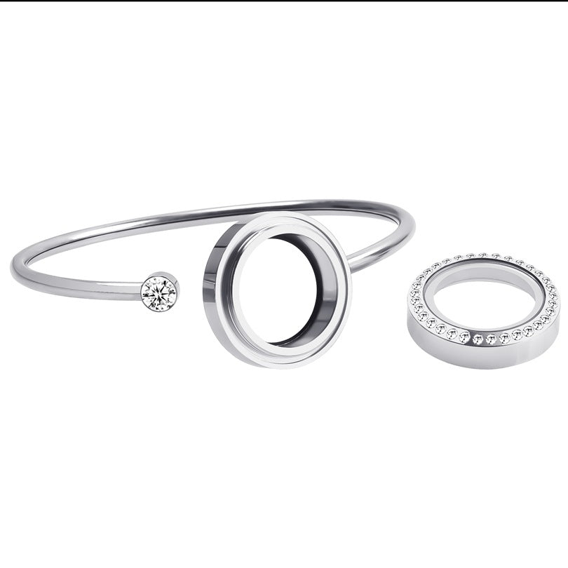 Be Opened Unscrewed Stainless Steel Round Glass Bracelets